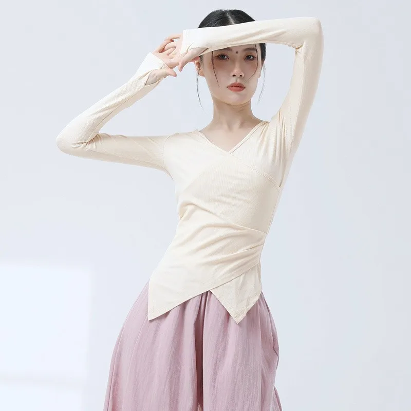 Abiti per la pratica della danza del corpo, top, abiti da danza moderna da donna, abiti da danza classica, cinesi professionali neri