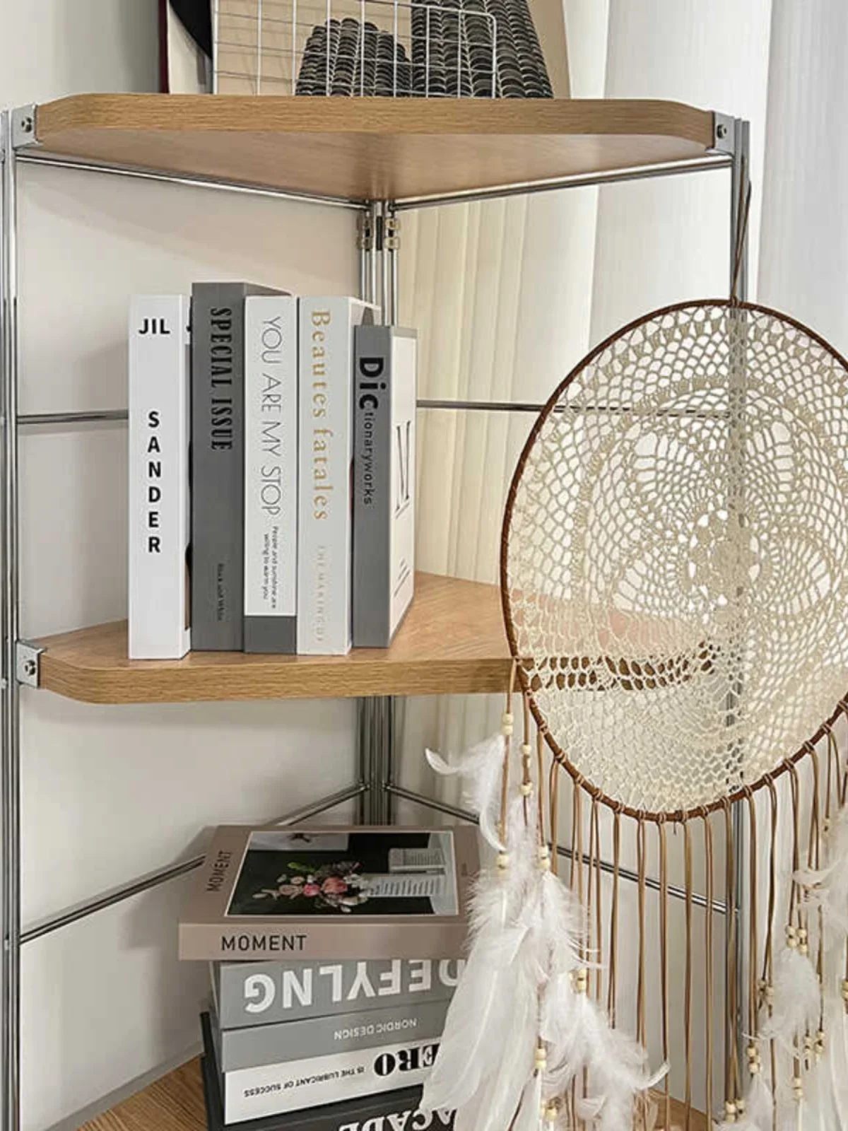 Corner cabinet study small shelf triangular shelf corner storage curved multi-layer baffle