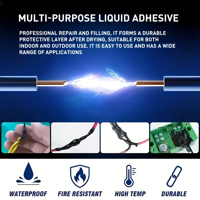 15-300mL Liquid Electrical Tape Insulation Waterproof Repair Fix Line Glue Wires Cables Home House Coat Seal Protect Connector