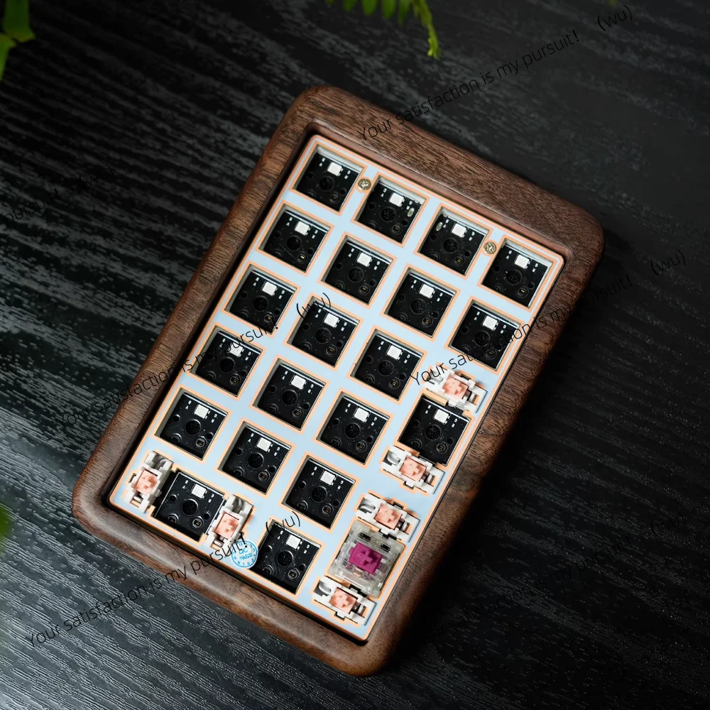 Pad Black Walnut Mini Mechanical Keyboard Custom21-key Numeric PAD Hot Swap Tri Mode Wireless Bluetooth Game Keyboard Kit