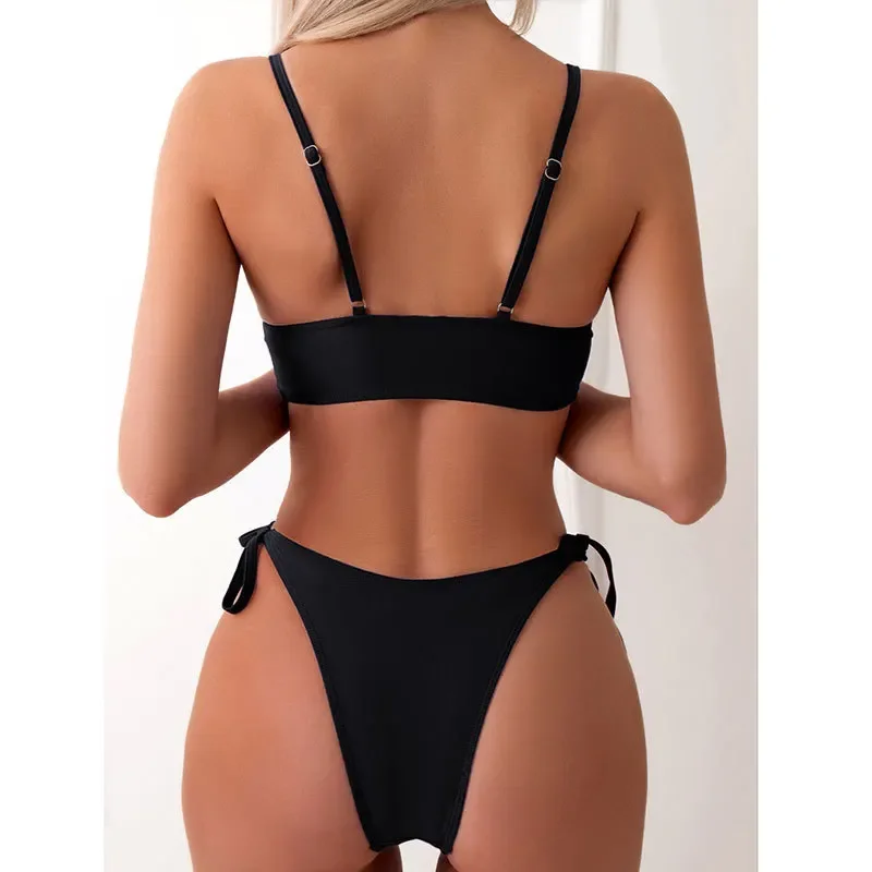 Bikini 2024 Sexy Swimwear Swimsuit Women Butterfly Print Drawstring Knotted Bikinis Set Bathing Suit Beach Bikini Female Push Up