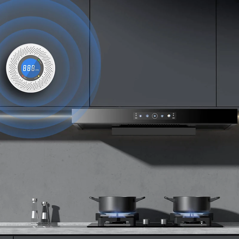 مستشعر إنذار ثاني أكسيد الكربون المستقل كاشف إنذار أول أكسيد الكربون عالي الحساسية تحذير شاشة الكريستال السائل إنذار CO للمنزل