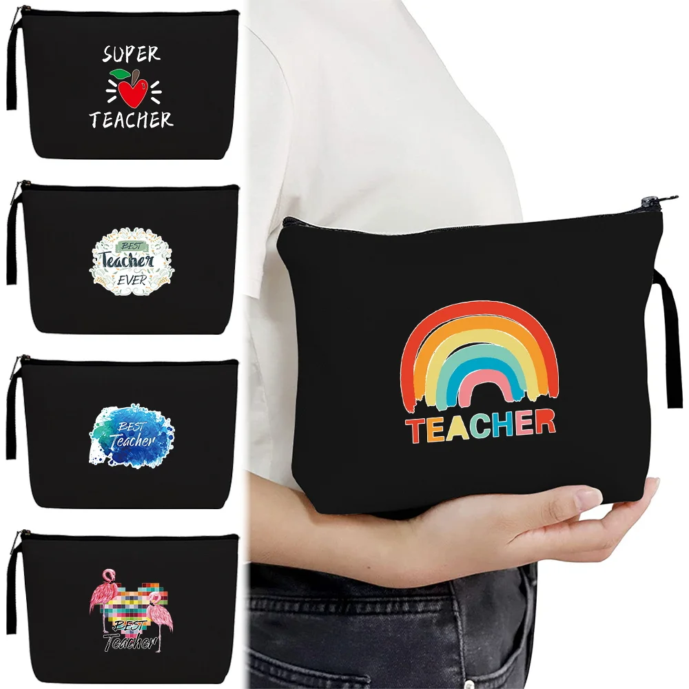 Makeup Bag 1PC Foldable Storage Cosmetic Pack Teacher Series Toiletry Handbag Women Cosmetic Zipper Storage Bags