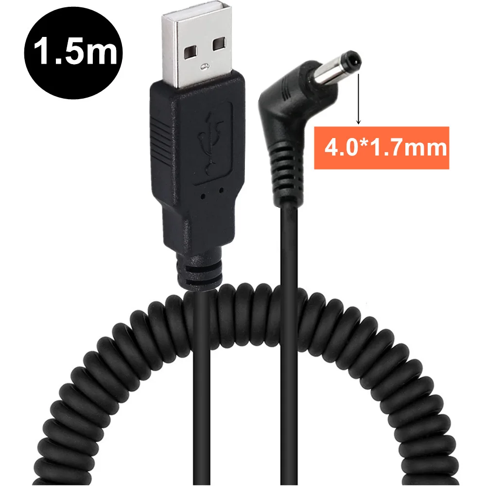 5V2A USB To DC 4.0x1.7mm Power Plug DC Revolving USB Male Charging Wire 4.0 1.7Line length 1.5m