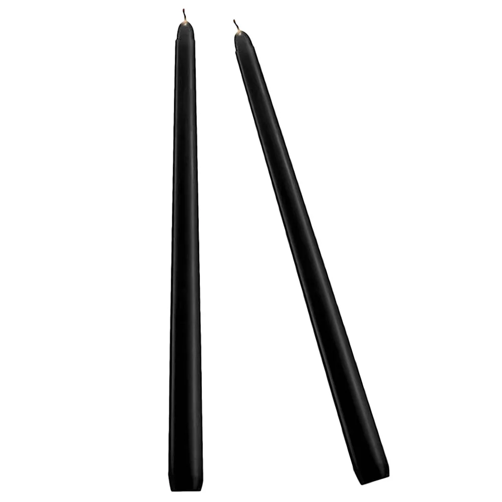 2 Pcs Tall Taper Candles Black Small Holders Tapered Pillar Decorations Cotton Core