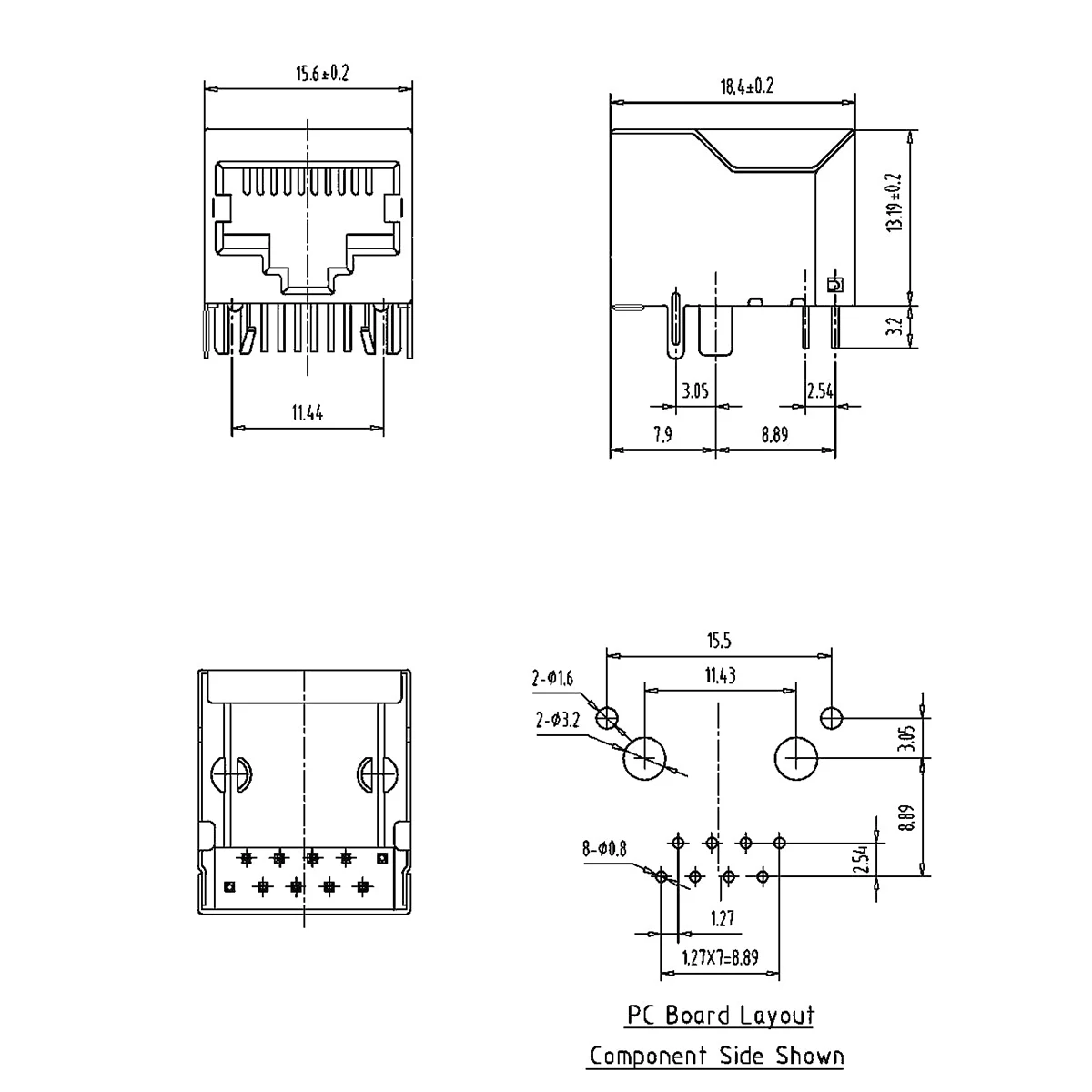 10PCS RJ45 PCB Jack 8P8C 90 Degree Angle Network Modular Connector Suitable for PCB, CAT5/5e/6 Computer LAN