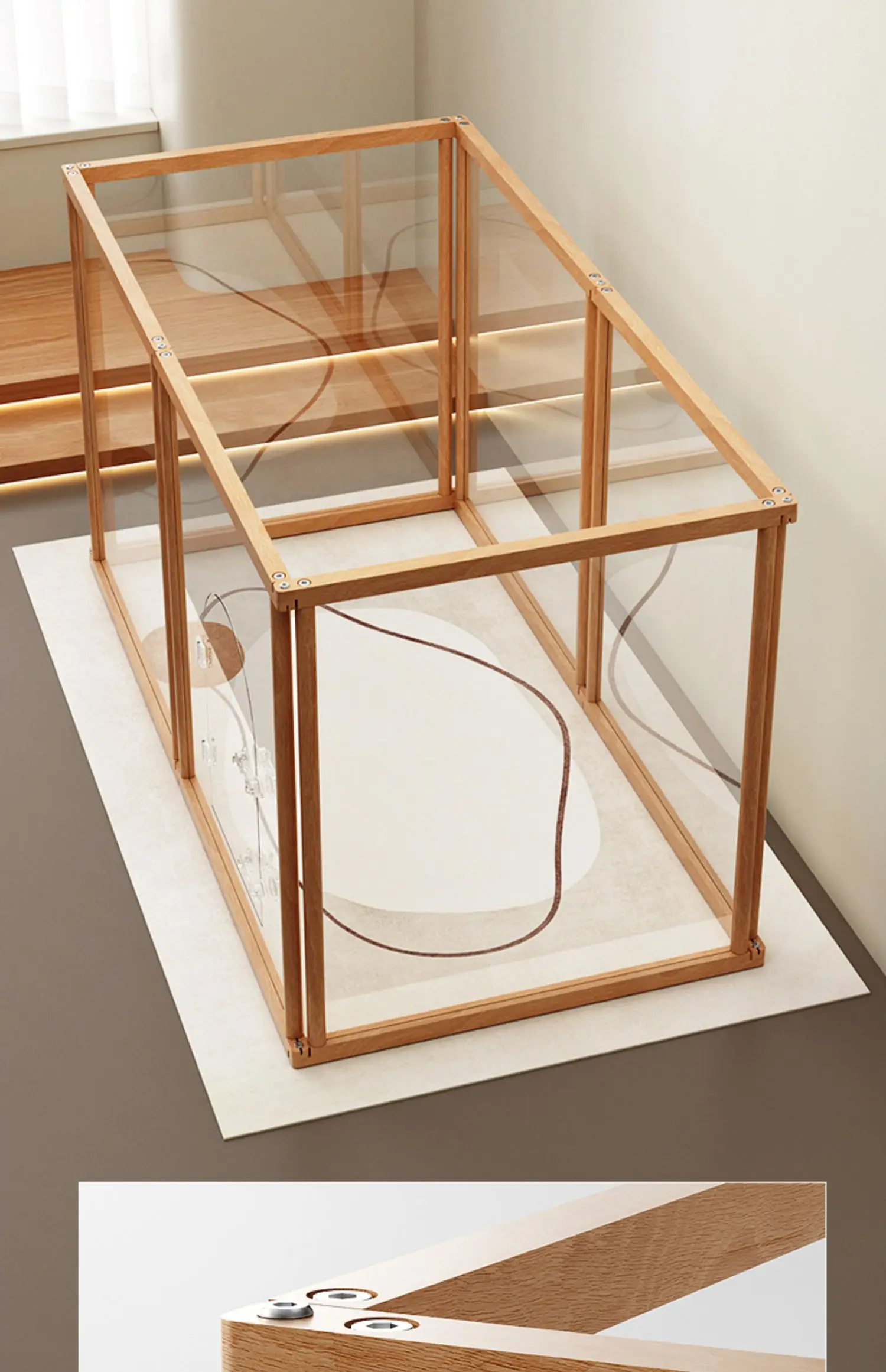 Cerca transparente para cães, canil acrílico para animais de estimação, cerca interna para cães pequenos