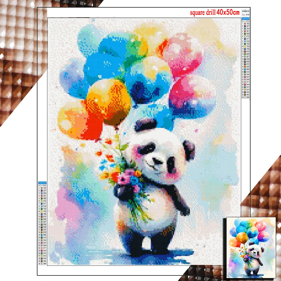 Diamond Painting panda balloon 5D DIY Full Square Drill display Animals Diamond Embroidery Cross Stitch Kit Home Decoration Art