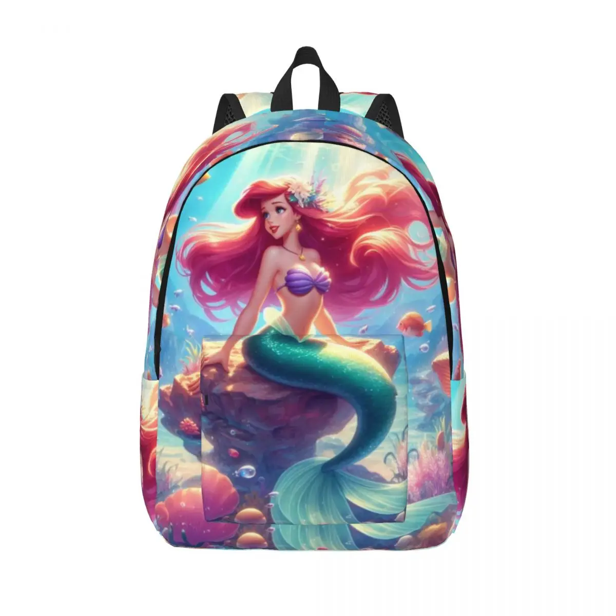 Custom Ariel Princess Travel Canvas Backpack Women Men School Laptop Bookbag The Little Mermaid College Student Daypack Bags