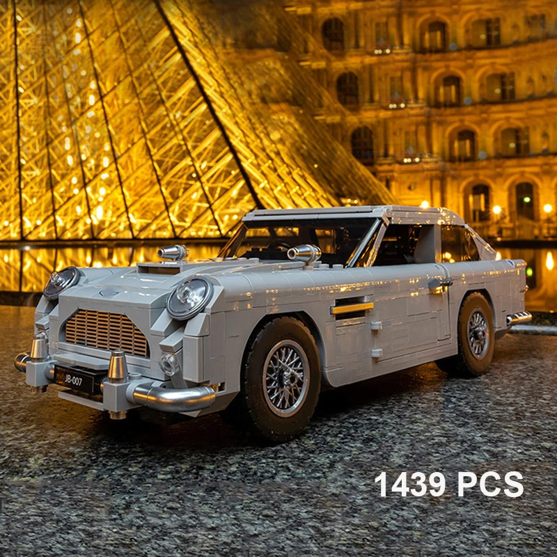 Décennie s de construction techniques James Bond DB5, modèle de maison de voiture classique, assemblage de véhicules, briques jouets, cadeau pour