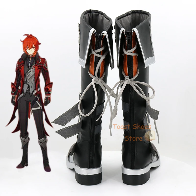 Game Cosplay Comic Anime Game for Con Halloween Party Cosplay Costume Prop Genshin Impact Diluc New Skin Shoes