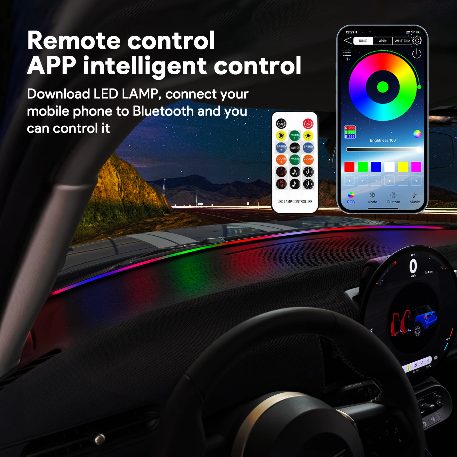 Car RGB Ambient LED Light For BMW Mini F65 J01 J05 U25 24-26 Windshield Dashboard APP Bluetooth Control Colorful Interior Lamps