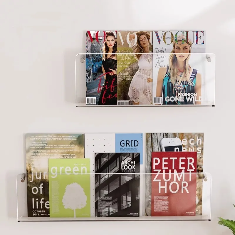 Clear Acrylic Magazine Holder Brochure Rack Record Holder Hanging Bookshelf Literature Storage Rack for Waiting Room Home Office