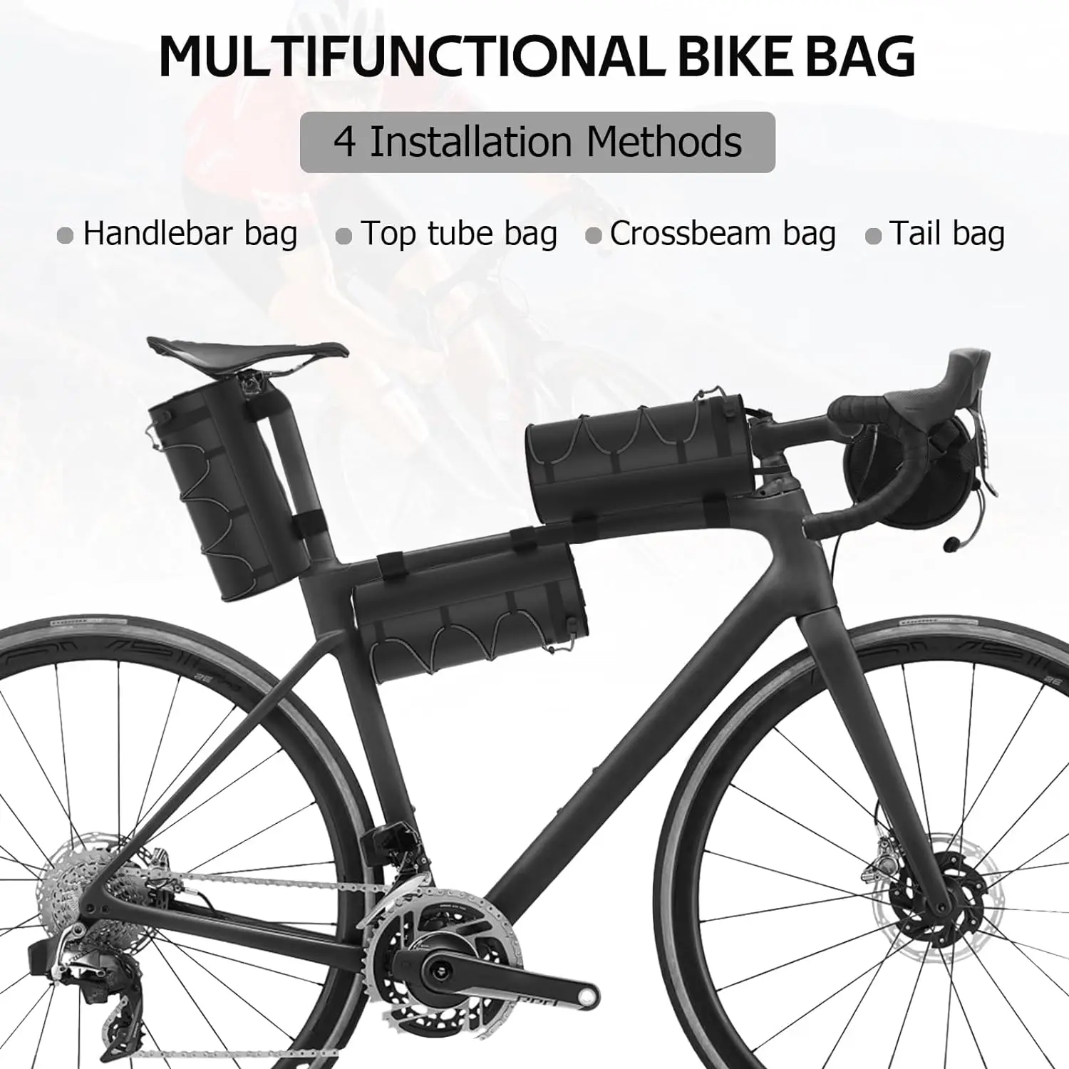 

ABME Bike Handlebar Bag Bike Storage Bag Bicycles Frame Bag Scooter Bag With Waterproof Zipper Bike Parts Black