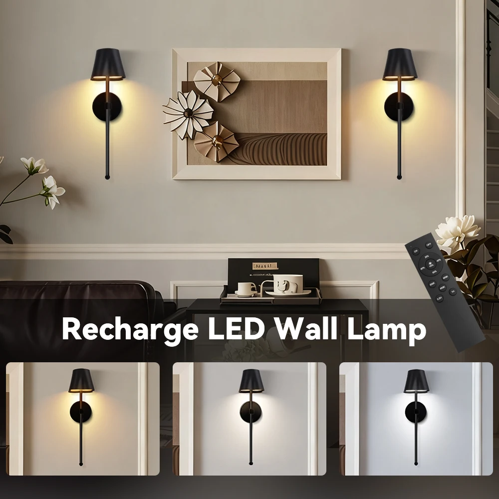 

2PCS Wireless Wall lamp Hotel Home Interior Decor Rechargeable Lighting Warm/Cold White Corridor Bedroom Bedside Wall Light