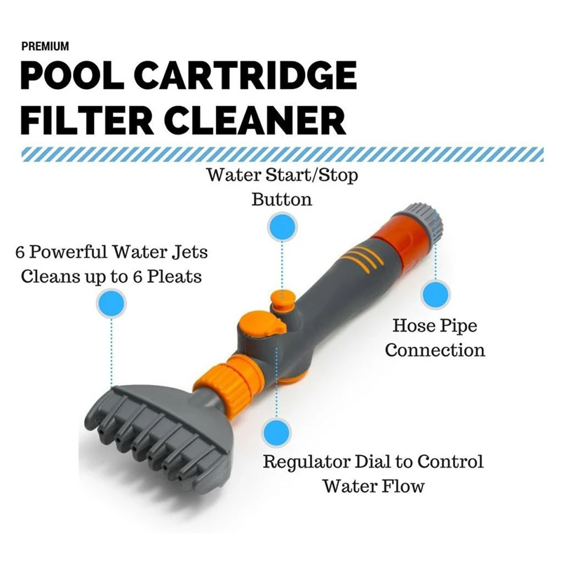 Swimming Pool Cleaning Brush Filter Cartridge Cleaner Handheld Cleaning Removes Debris Dirt Brush with Hose Joint Cleaning Tools