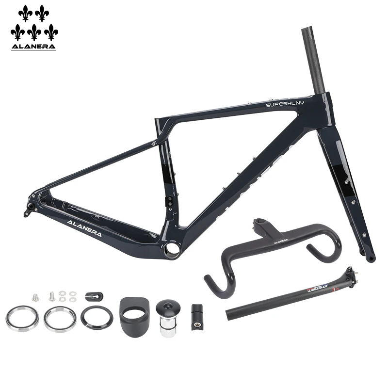 

Цементно-серая рама для велосипеда ALANERAl 2025 года из карбонового волокна, для бездорожья, с рулем и подседельной трубой