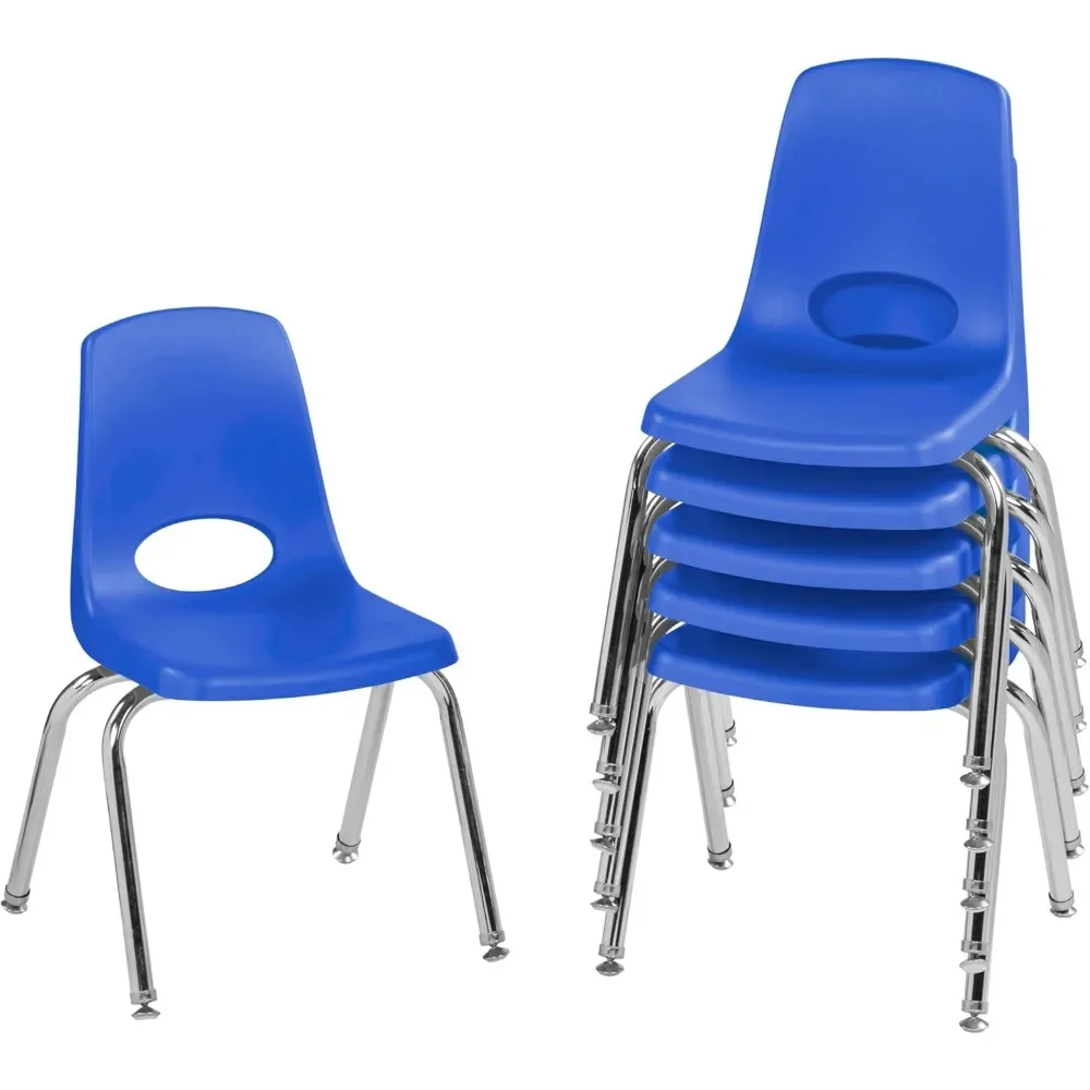 

14 Inch School Stack Chair, Stacking Student Seat with Chromed Steel Legs and Nylon Swivel 10 Swivel, School Chairs