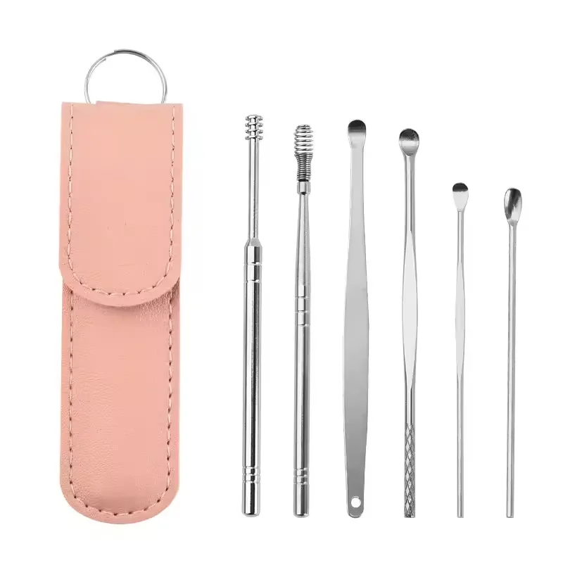 

6Pcs/set Ear Cleaner Ear Wax Pickers Stainless Steel Earpick Wax Remover Piercing Kit Curette Spoon Tools Care for Baby Adult
