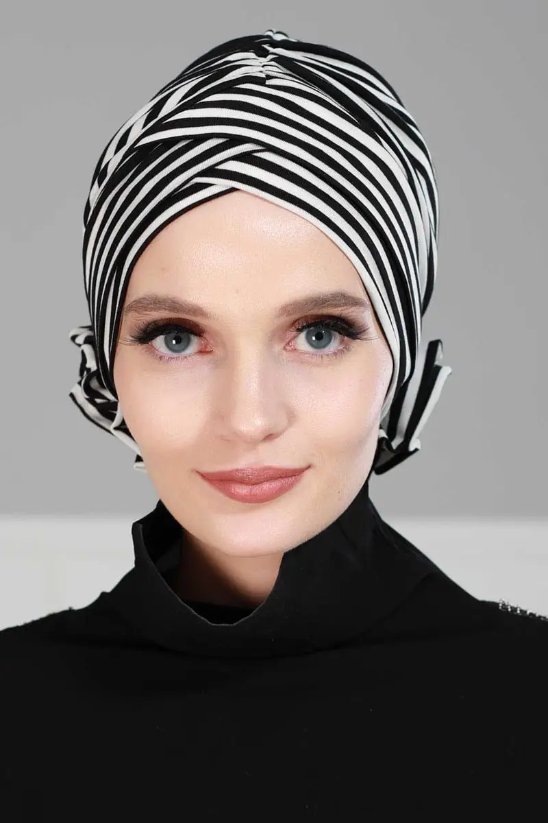 Cross rose striped Bone black