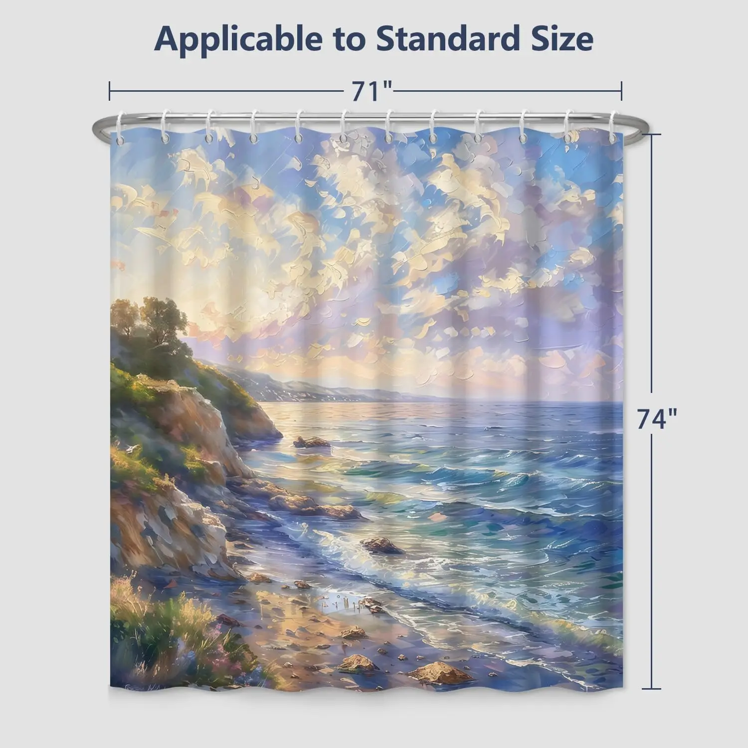 Seascape Beach Cloud Art Shower Curtain Tropical Ocean Landscape Waterproof Bathroom Decoration 180x180cm