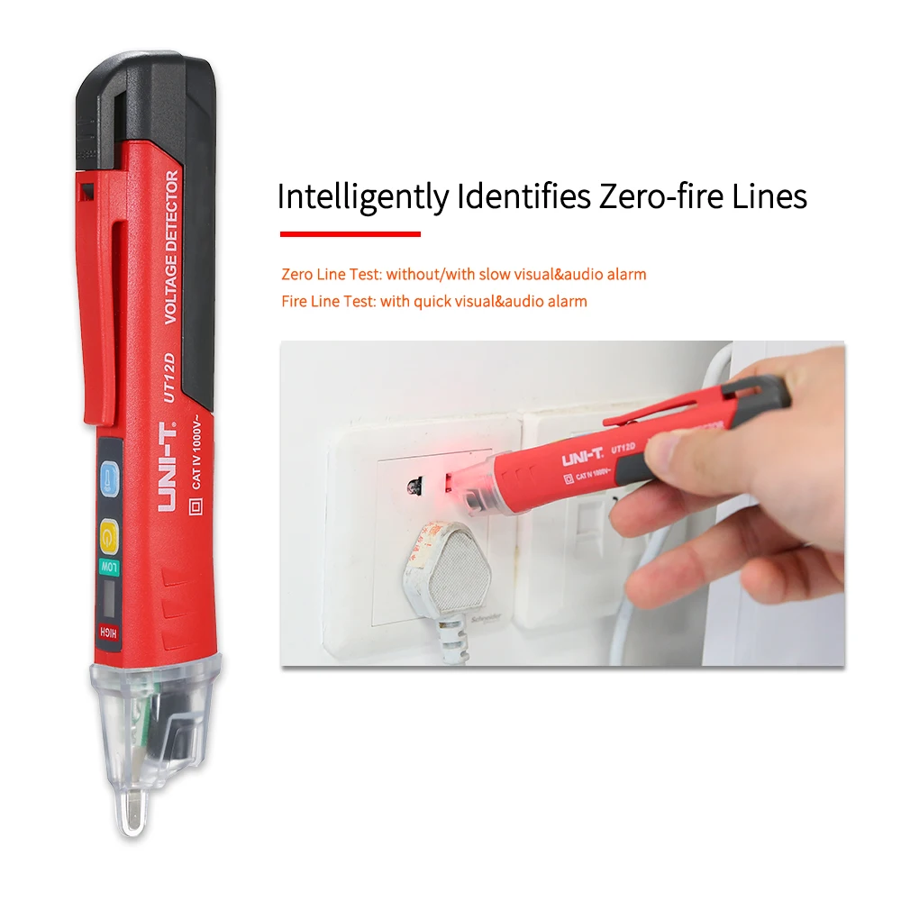 UNI-T AC Voltage Detector UT12D Non Contact Voltage Tester 12V-1000V Contactless Electric Tester Pen Power Sensor LED