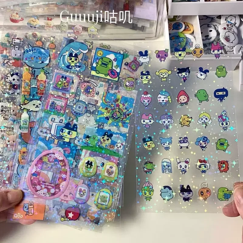 ملصقات القطع بالليزر الشفافة المزدوجة من سلسلة الرسوم المتحركة Qoo Tamagot Chi مادة Gugu ذات القيمة الجمالية العالية #2