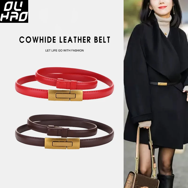 

New Fashion Genuine Leather 2 Color buckle can be paired with Slim Waist Women Belt dress Windbreaker Workwear Women’s Belts