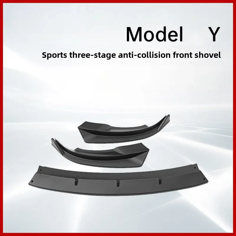 Suitable for Tesla Model Y Three-stage Modified Front Lip Small Surround ABS Glossy Black/Carbon Fiber Style Front Body Kit