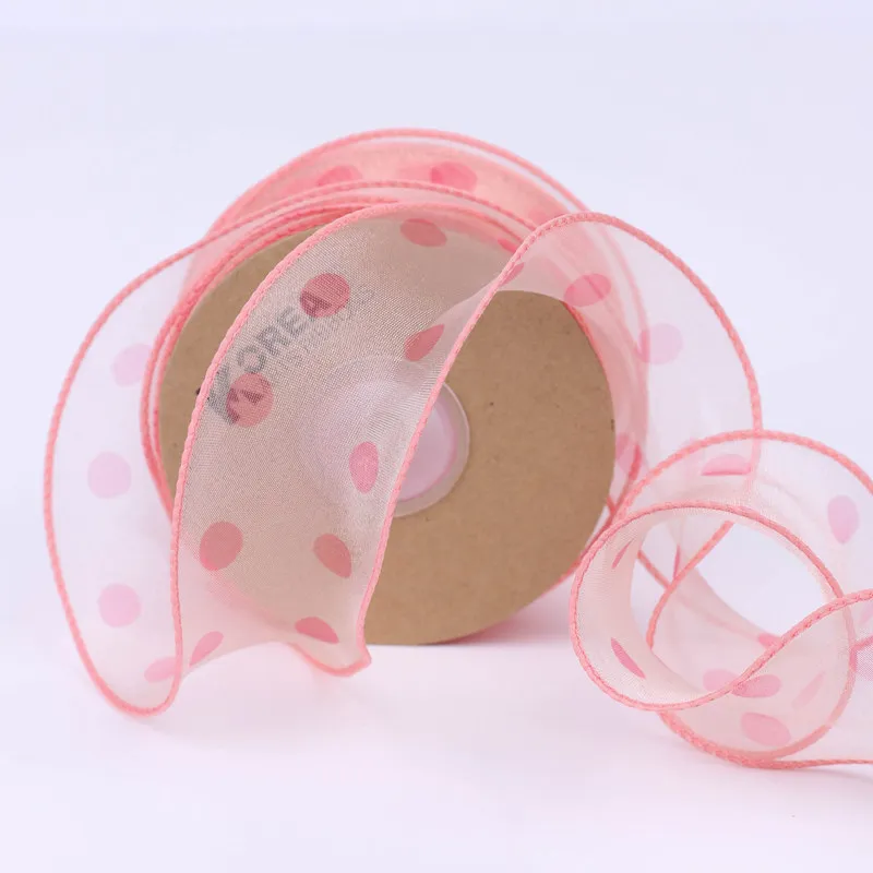 Dots Organza Curling Ribbon Hair Bows Chiffon Material For Handmade Accessories Wholesales Packing Supplies Baby Headwear Tulle