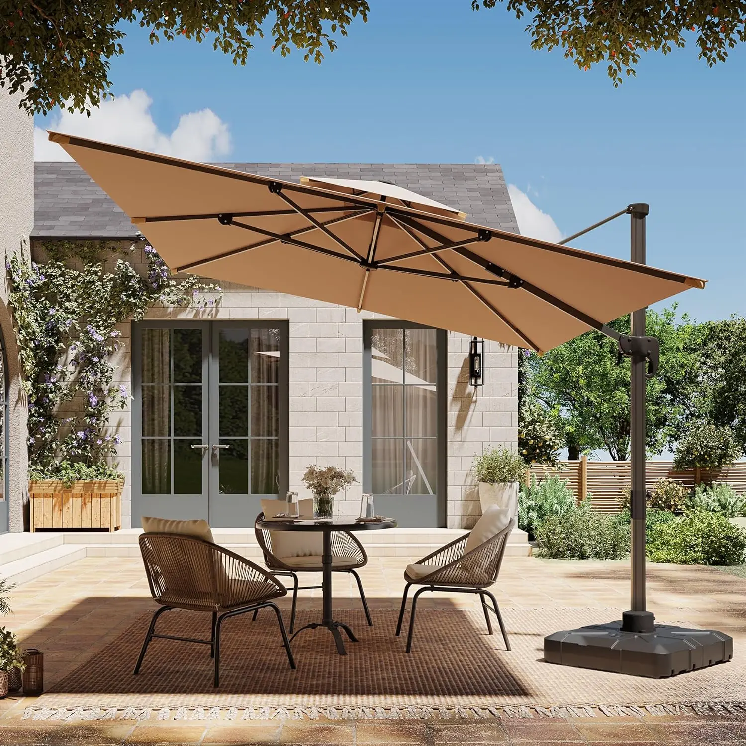 

9' X 12' Patio Umbrella Outdoor Cantilever Rectangle Umbrella 360°Rotation Aluminum Offset Umbrella for Garden Deck, Customized