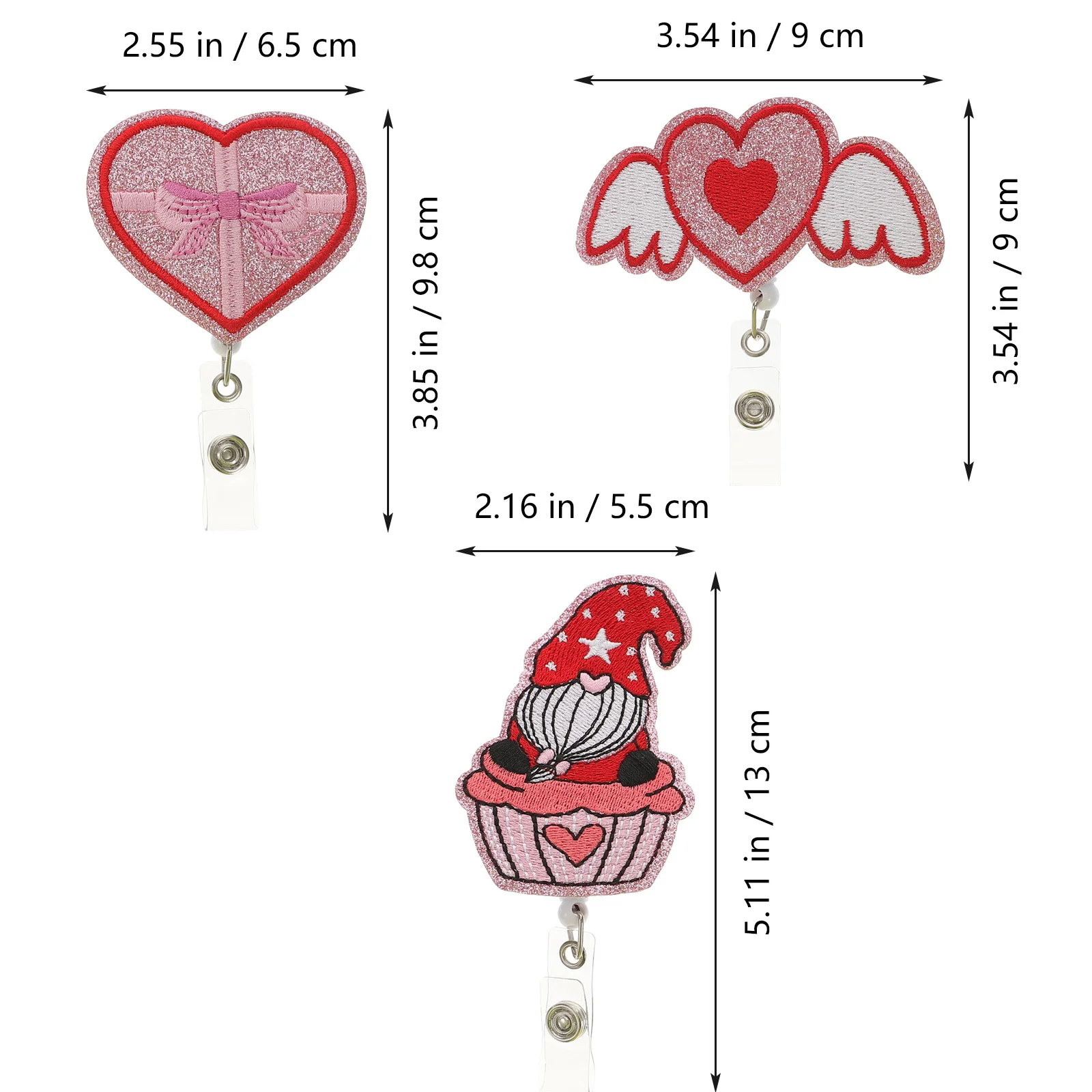 3 Pcs Love Easy Pull Button Girls Badge Holder Clip Nurse Card Cover Reels Creative Clips Retractable Valentine Holders Gift