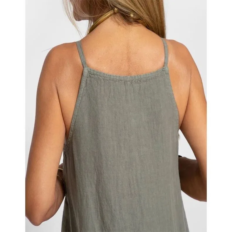 Vestido Casual E con Abertura Lateral para Mujer, Vestido Largo sin Mangas con Cuello Drapeado, Colección Verano 2025