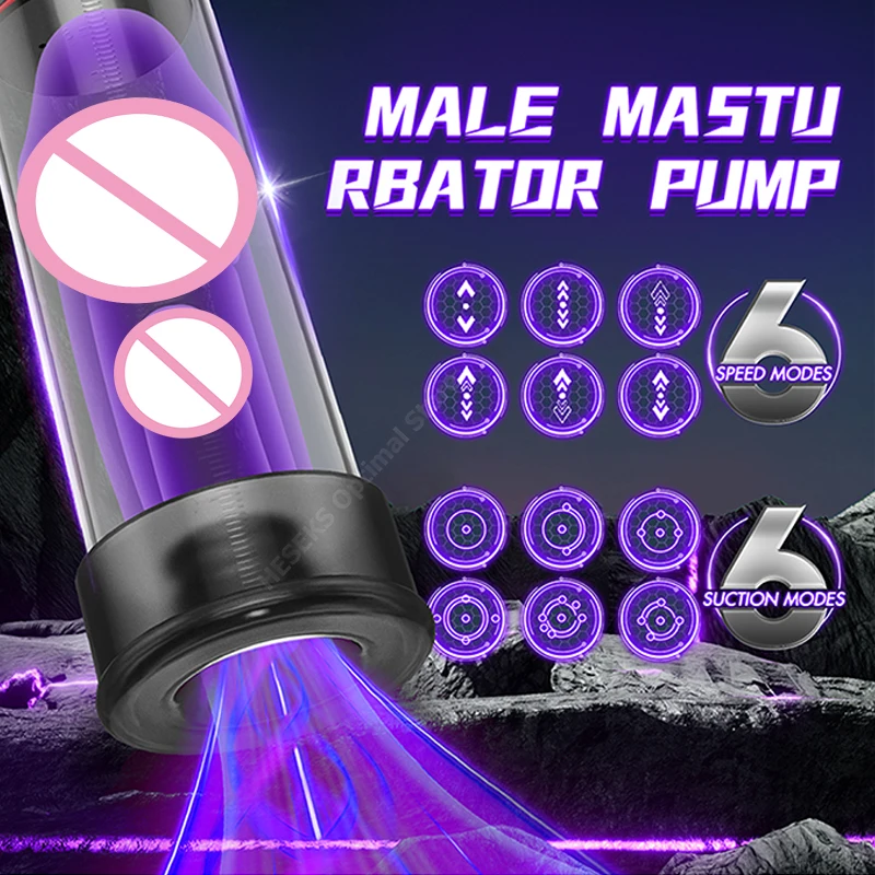 HESEKS Powerful Electric Penis Vacuum Pump Dick Enlargement Extender Male Masturbator Air Pressure Device Pussy Pump 18+