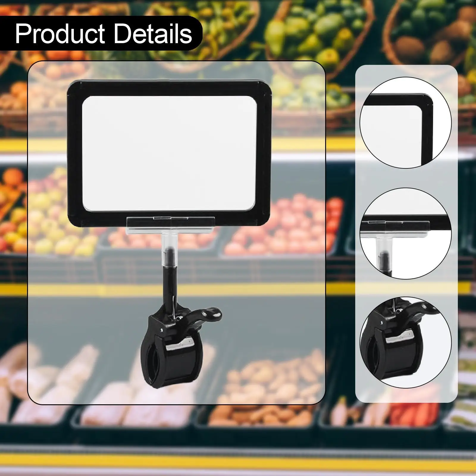 Price Tag Clips Display Protector with 360 Degree Rotating Sign Holder for Retail Merchandise and Shelf Baskets