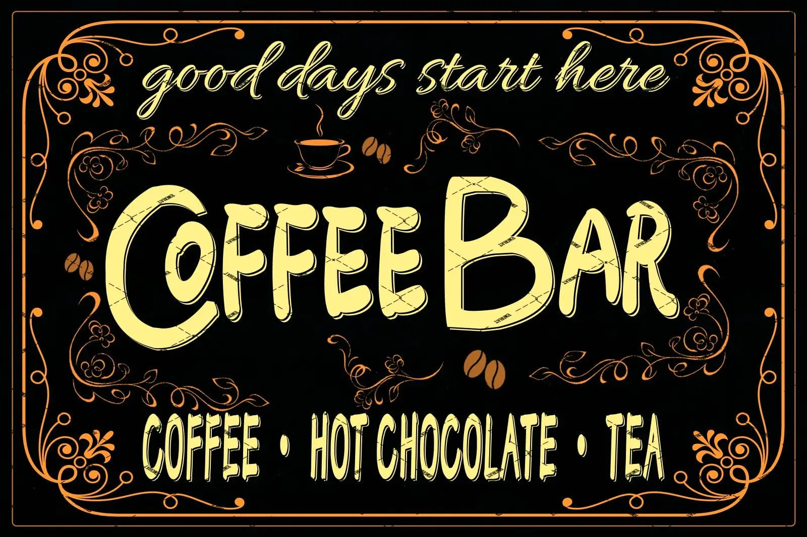 Letrero Metálico Vintage EMOHAT para Cafetería, Chocolate Caliente y Té, Decoración de Pared para Hogar, Pub, Cafetería, Bar, Club, 12x8