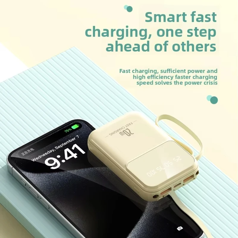 High Capacity 20000mah Mini Power Bank with Led Lamp PD20W Fast Charging Slim Portable Charger for Xiaomi Poco IPhone Samsung