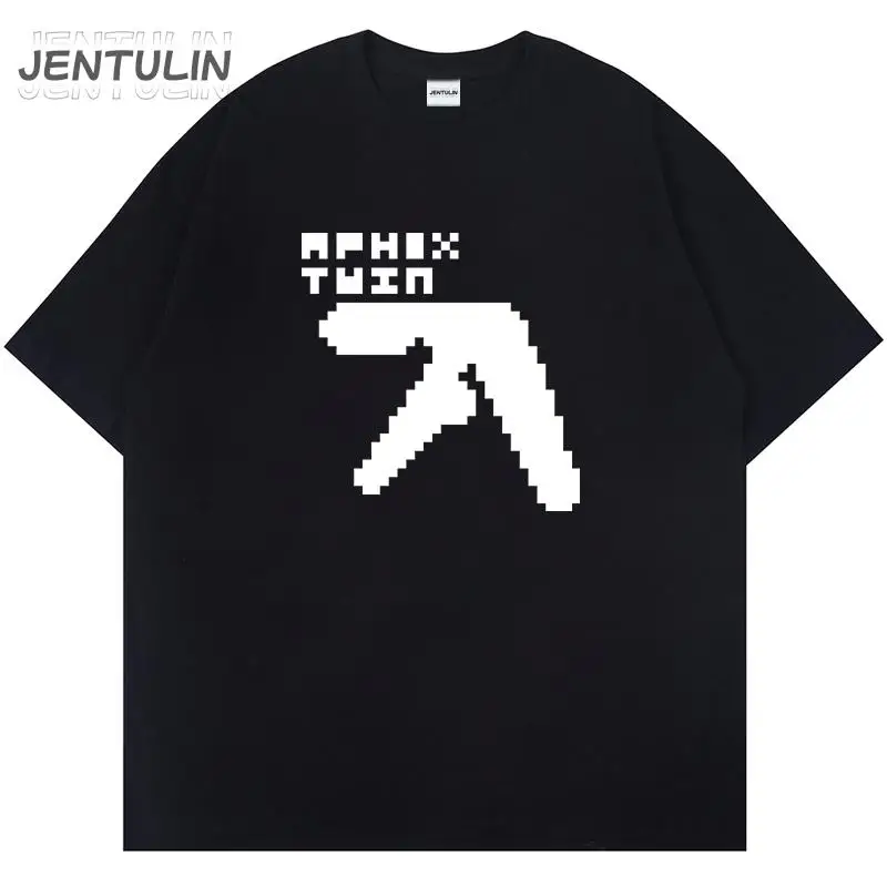 Harajuku Oversize Vintge Uomo Tshirt Lettera Aphex Twin Stampa Unisex T-shirt a maniche corte in cotone Vestiti Goth Y2K Streetwear Magliette e