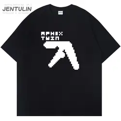 Harajuku Oversize Vintge Uomo Tshirt Lettera Aphex Twin Stampa Unisex T-shirt a maniche corte in cotone Vestiti Goth Y2K Streetwear Magliette e camicette