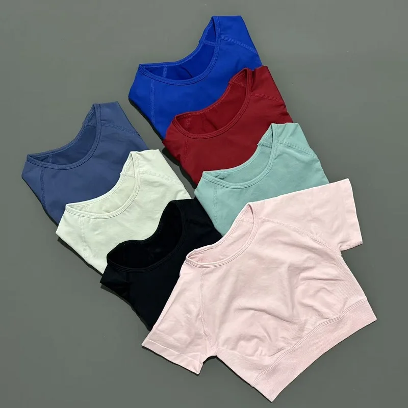 Gym Top Frauen Nahtlose Kurzarm Workout Nabel Exposed Top Fitness Lauf T-shirts Active Sport Yoga Kurze Shirt