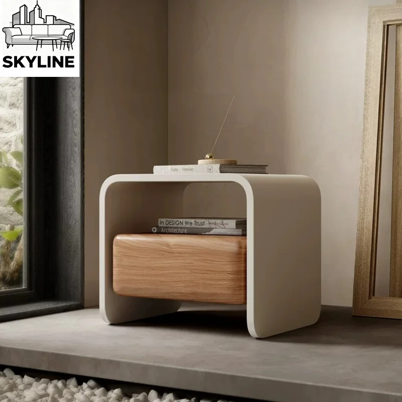 Deluxe Textured Walnut Leather Bedside Storage Table Unique Multi-space Organizer Minimal Decor Furnishings For Family Bedroom