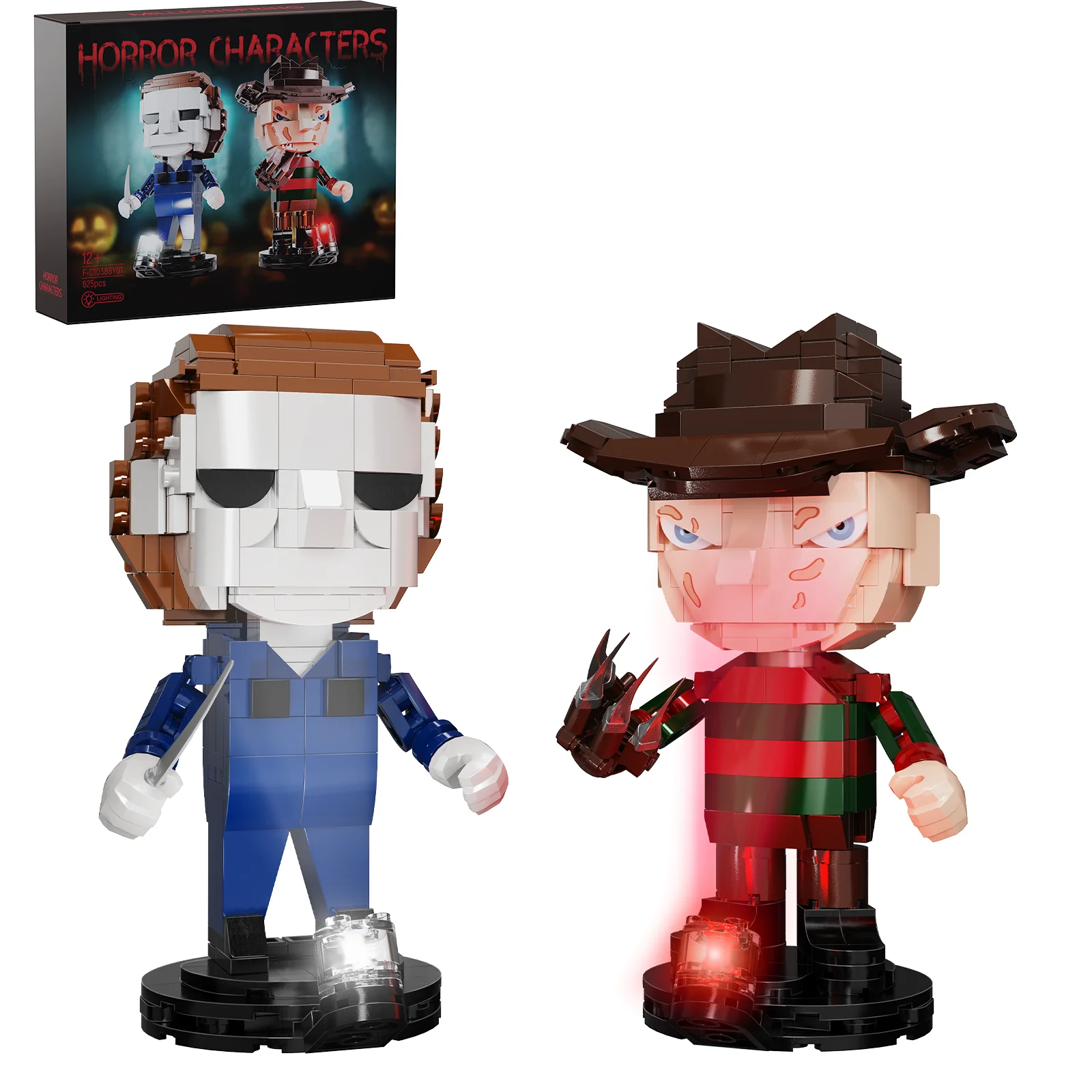 

2in1 Horror Movie Figures Building Block Set Elm Street Freddyed Bricks Home Decor Halloween Gifts for Boys and Girls(625 Pcs)