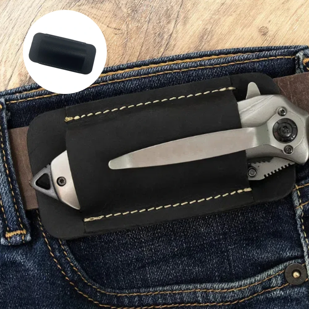 Outdoor Taktisches Leder Faltbares Leder Tragen Mini Messer Taschenlampe Ledertasche Klappmesser Träger