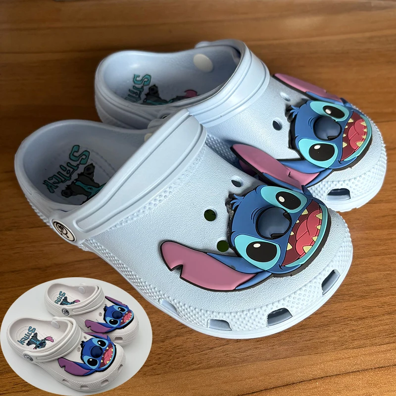 

Дышащая пляжная обувь EVAP с рисунком Stitch Lilo & Stitch, уличные сандалии в стиле аниме для мужчин, женщин и детей, водонепроницаемые тапочки с отверстиями
