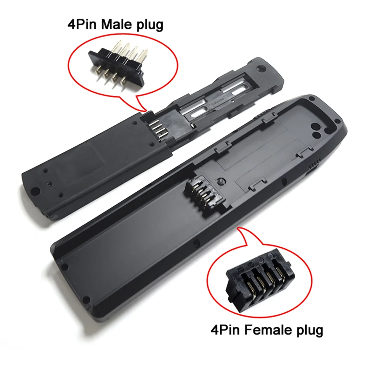 1Pair EBike Battery Power Discharge Connector 4Pin Male and Female Connector Battery Base/Plate Replacment for Hailong