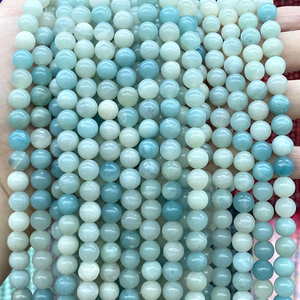 4/6/8/10/12mm Natural Stone Beads Amazonite Round Loose Beads for Jewelry Making DIY Bracelet Necklace Handmade Accessories 15''