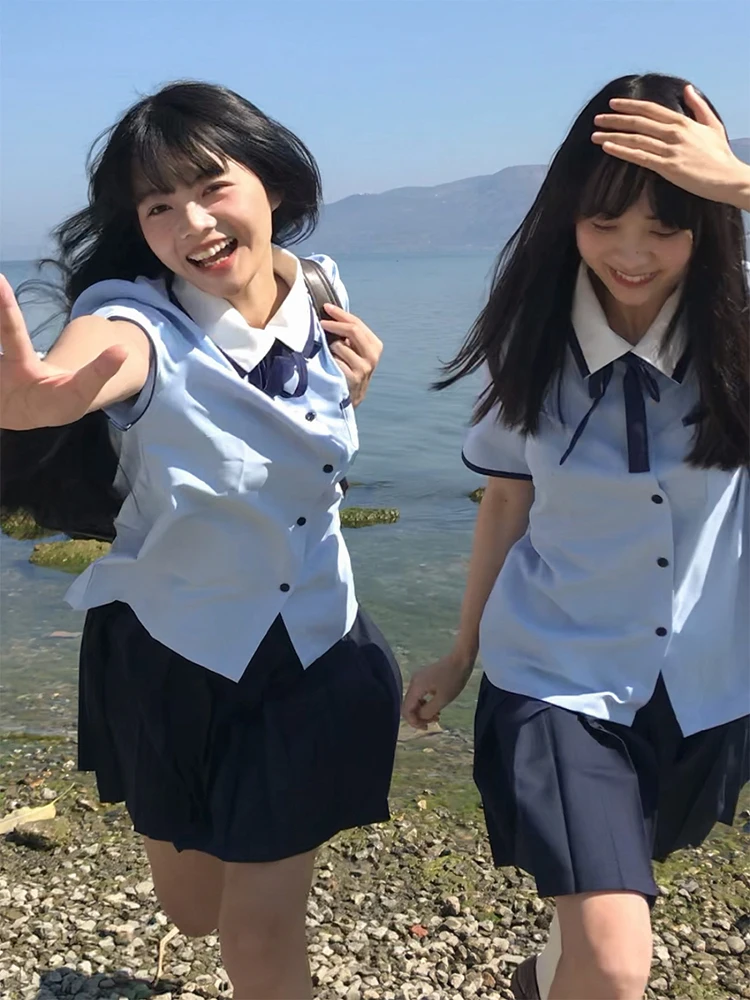 الأصلي ort Sve JK orm irt للنساء المدرسة الثانوية طالب الحلو Sle سليم صالح ألياف البوليستر زر حتى #3