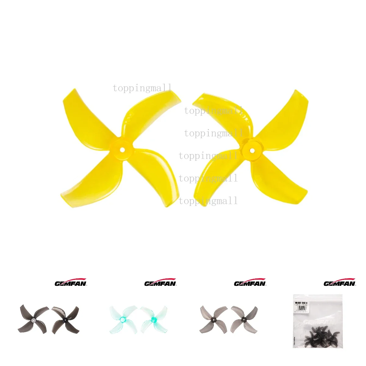 Gemfan 1613-4 Propeller 4-Blade 1.6inch CW/CCW for FPV Drone Racing Tiny Whoop/Inductrix High Strength Durable Black Grey Yellow