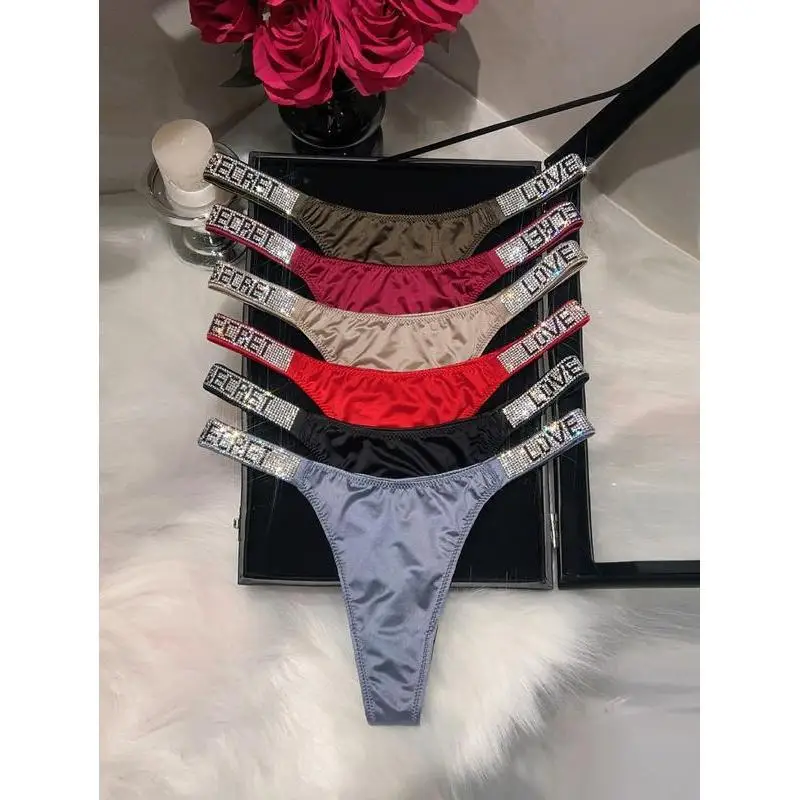 10 Pack Women's Shiny Sparkling Rhinestone Thongs High Waist Underwear Briefs Couples Matching Summer Collection