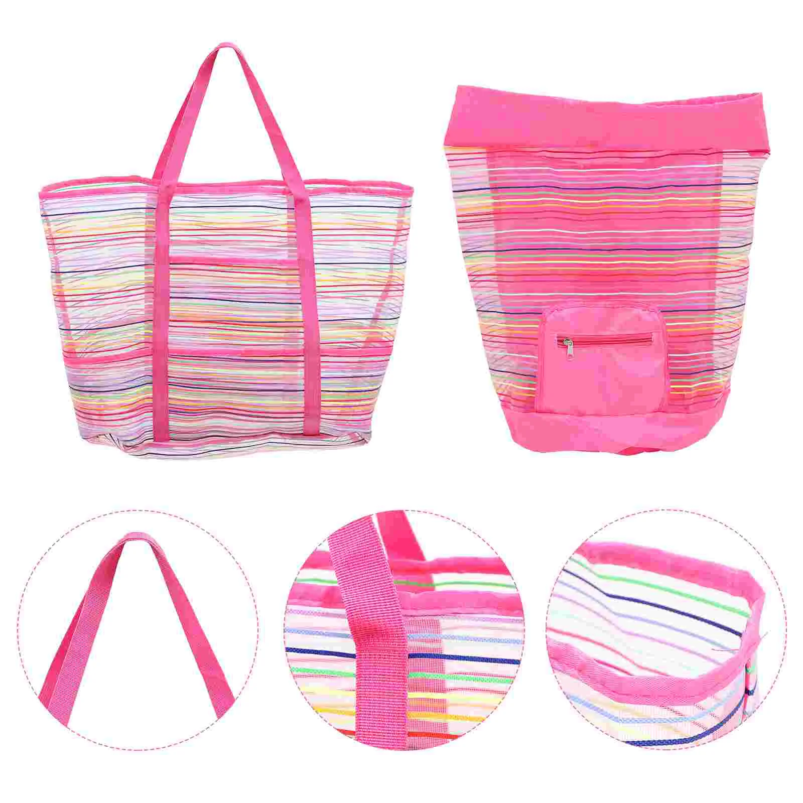 

2 Pcs Kids Beach Toys Mesh Travel Organizer Bags Storage Backpack Portable Child